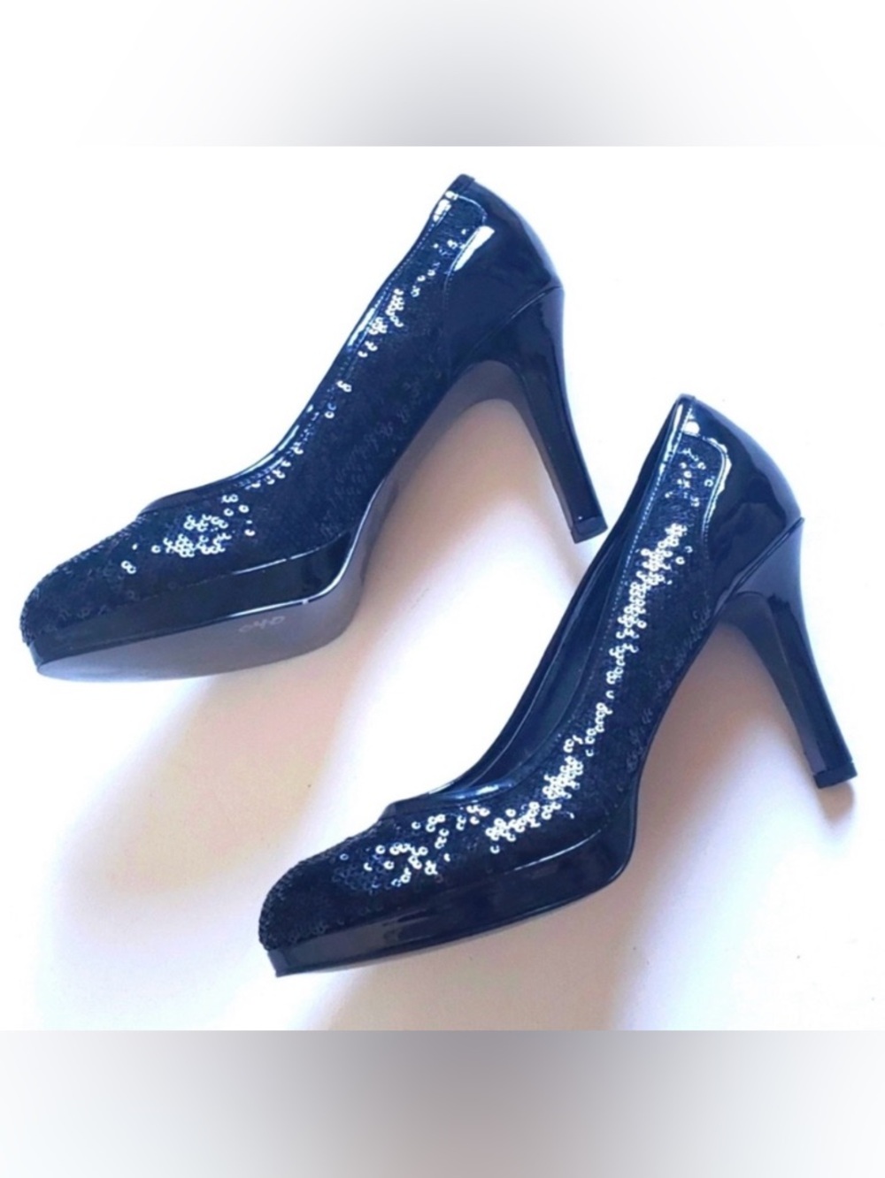 Tahari Black Sequin Cheryl Platform Heels - Picture 11 of 12